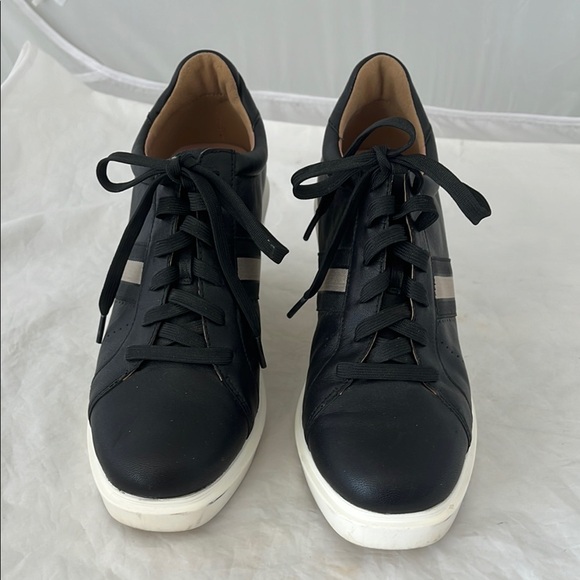 Paolo Black and White Wedge Sneakers - Picture 2 of 15